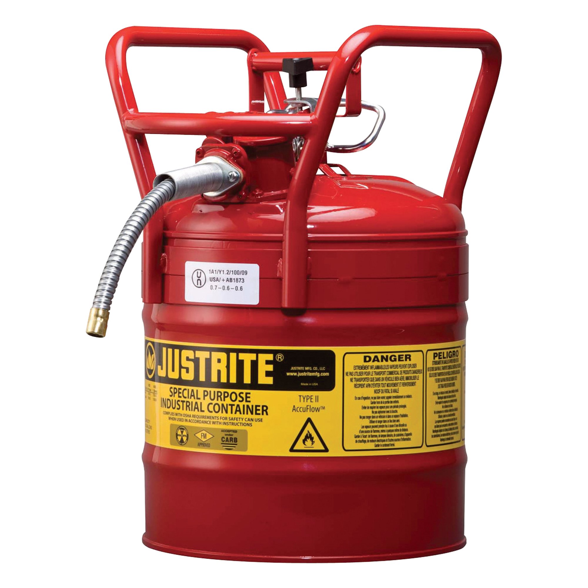 Justrite Safety Gas Can — 5-Gallon, Model# 7350110